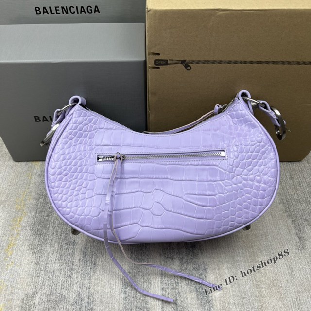 Balenciaga專櫃爆款Le Cagole半月牙腋下包餃子包 巴黎世家經典大號爆裂黑鱷金機車包 fyj1088